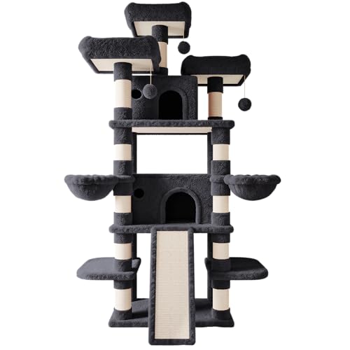 81 Inches Extra Large Cat Tree for Indoor Adult Cats (81in / Dark Grey)