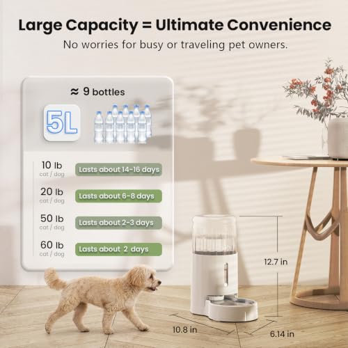 Automatic 5L Filter Dog and Cat Water Dispenser (White+Filter / 5L)