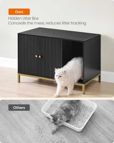 Cat Litter Box Enclosure (Black + Gold / L (31.5"l X 19.7"w X 21.7"h))