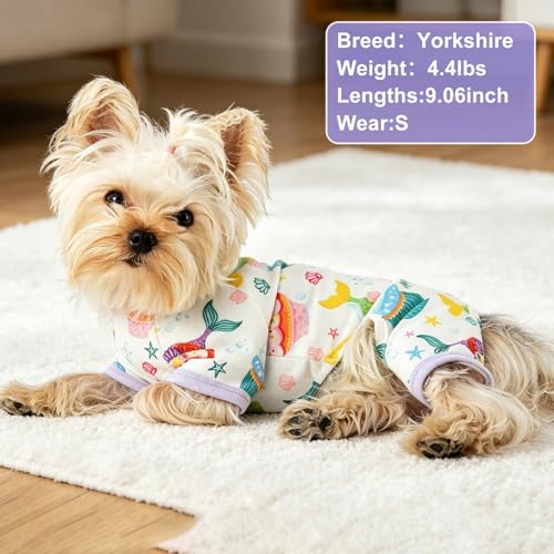 Dog Pajamas Pjs Spring Summer Dog Clothes for Small Dogs Girl (Purple Cake / X-Large（16-20 lb))