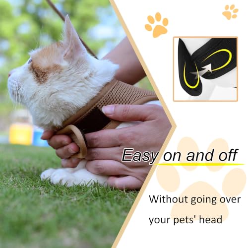 Cat Harness and Leash Set for Walking Escape Proof (Brown / S 4-6 lbs)