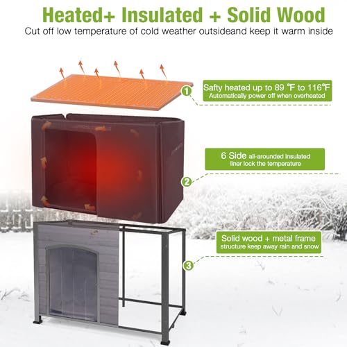 Heated Dog House Outdoor Insulated Dog Kennel with Heater