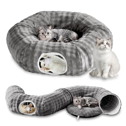 Bubble Round Cat Tunnel for Indoor Cats (Grey / Round)
