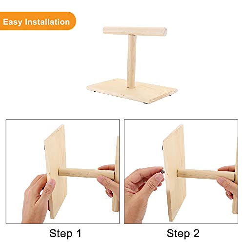 Wooden Bird Training Stand Portable Tabletop Bird Perch T