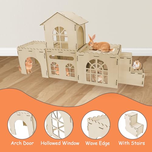 4 Piece Rabbit Castle with Stairs (Rabbit Castle*4+Ramp*1)