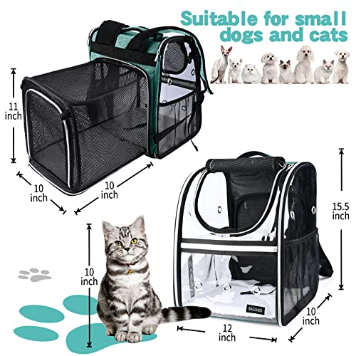 Expandable Pet Carrier Backpack (Transparent Green / 20.0"L x 12.0"W x 15.5"H)