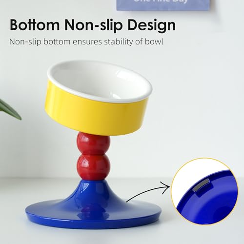 Ceramic Elevated Raised Cat Bowls (Red & Blue)