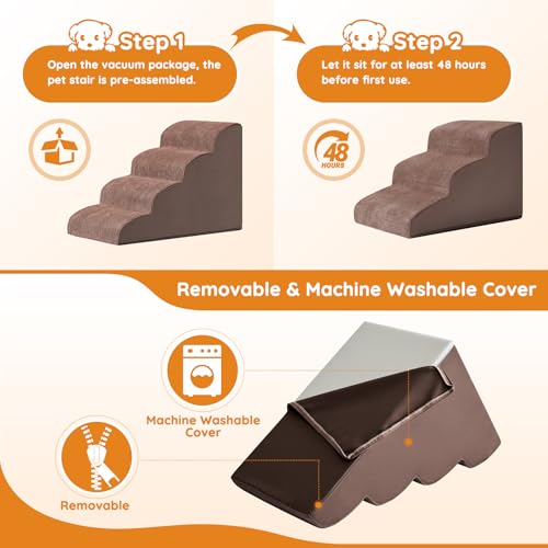 Dog Stairs for Small Dogs 11.8" H (Coffee / 2-Step 11.8"H)