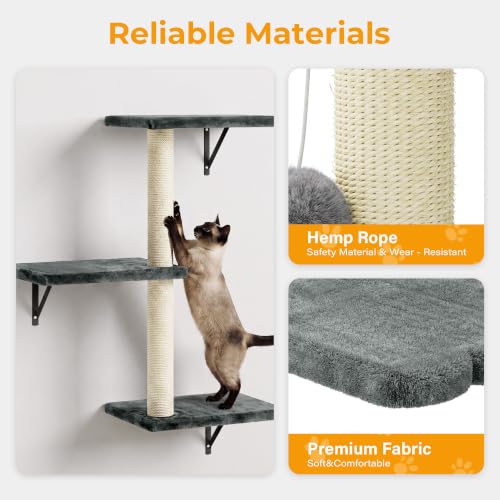 8-in-1 Cat Wall Shelves, Cat Wall Furniture Set (Grey)