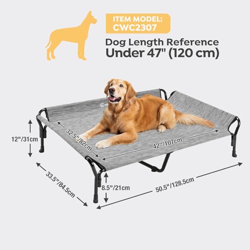 Cooling Elevated Dog Bed (Black Silver / 50.5"L x 33.5"W x 12.0"Th)