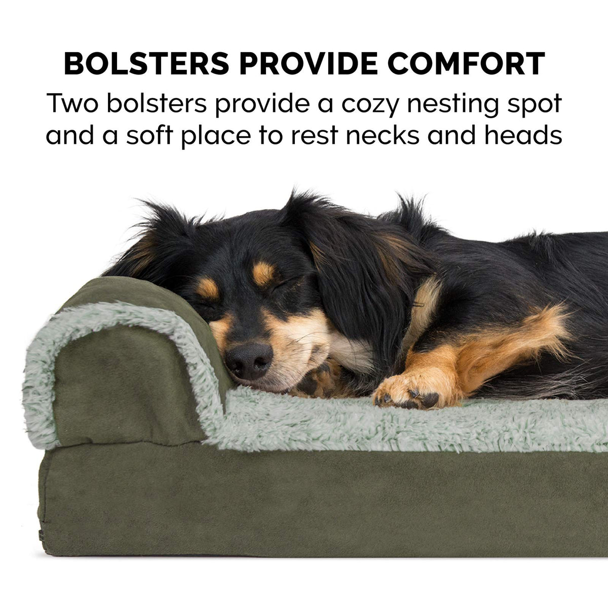 Cooling Gel Dog Bed for Medium (Medium / (Two-Tone Faux Fur & Suede) Dark Sage)