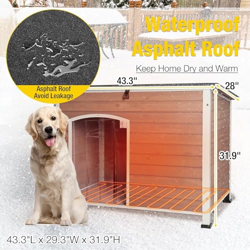 Dog House Outdoor Heated Dog Kennel with Insulated Liner All