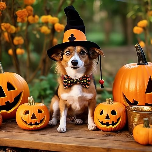 50 Pcs Halloween Dog Bow Ties Bulk (Halloween)