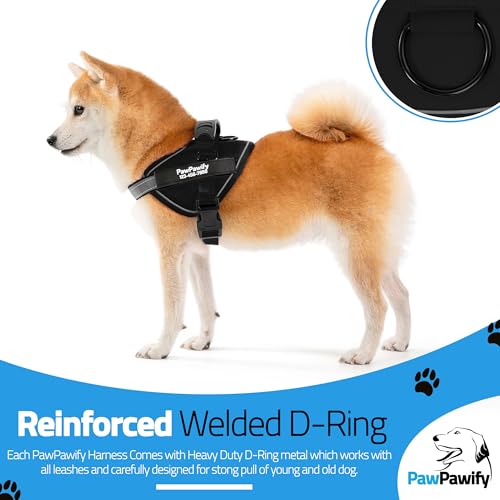 Custom No Pull Dog Harness with Name and Phone Number (L (40-60 LBS) / New Black)