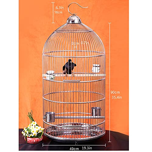 Cage Luxury European Style Large Stainless Steel Bird Cage Round Cage Parrot Bird Cage for Medium and Large Birds Or Hotel Decoration Bird Cageb