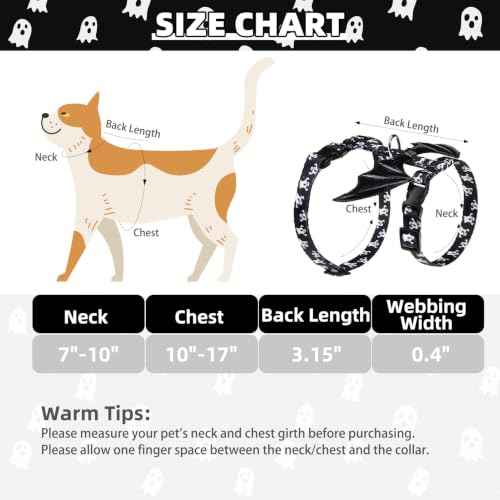 Halloween Adjustable Cat Harness and Leash Set Escape Proof Kitten Strap Collar for Walking Travel (Small / Black(Halloween))