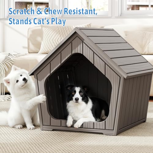 Small Dog House Outdoor Indoor (Grey / 23.43" L × 22.44" W × 22.24" H)
