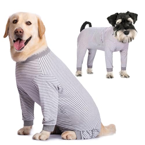 Dog Onesie Surgery Recovery Suit for Large Medium Bodysuit Dogs Pajamas PJS Full Body for Shedding (X-Large / Grey)