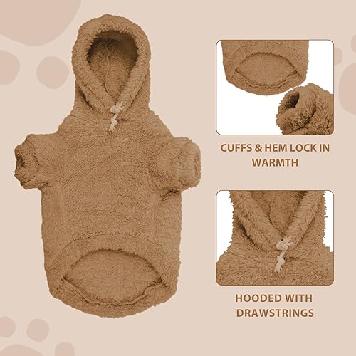 Fuzzy Dog Sweaters for Large Dogs Pet Hoodie Clothes Warm Soft Pet Coats Hooded Sweatshirt Dog Hoodie for Large Dogs (Large / Coffee)