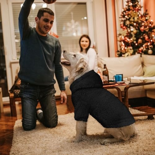 Fuzzy Dog Sweaters for Large Dogs Pet Hoodie Clothes Warm Soft Pet Coats Hooded Sweatshirt Dog Sweaters for Extra Large Dogs (X-Large / Black)