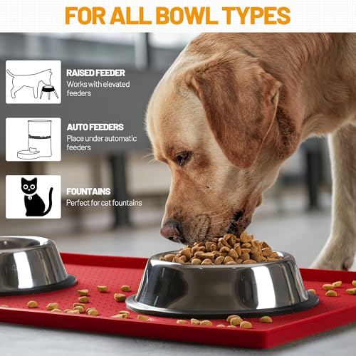 Dog Feeding Mat (Red / 32"l X 24"w)