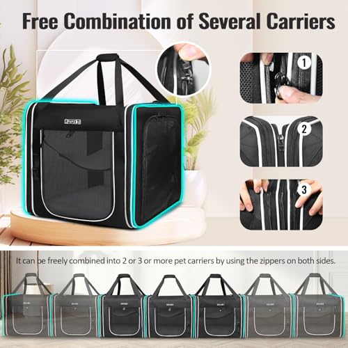 Combinable Pet Car Travel Carrier for a Large Cat (18.0"L x 17.0"W x 17.0"H / Black-1)