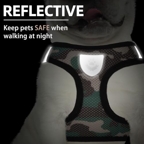 Dog Harness Collar and Leash Set No Pull for Small Medium Sized (Camouflage / S (CHEST 14.5"-16"))
