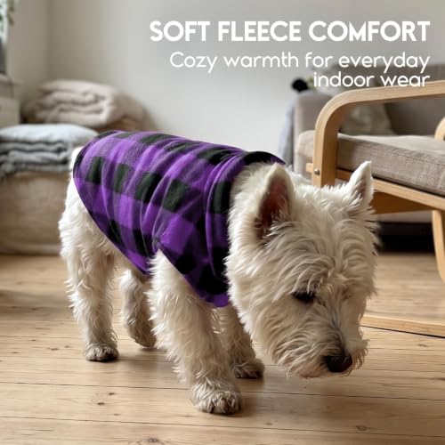 Dog Sweater Plaid Fleece Vest Puppy Shirt for Small Medium Dogs (XX-Small / Plaid-Purple)
