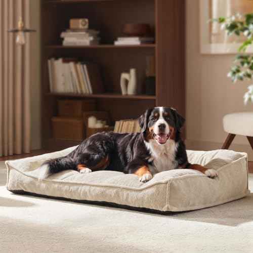 XXL Orthopedic Dog Beds Large Sized Dog (Beige / 45"L x 32"W x 9.5"Th)