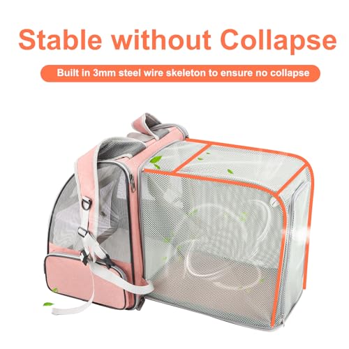 Innovative Traveler Bubble Backpack Pet Carriers for Cats and Dogs (Expandable-Pink)