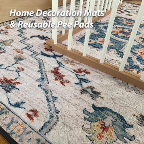 Washable Pee Pads for Dogs (36x72 Inch (Pack of 2) / Beige/Floral)