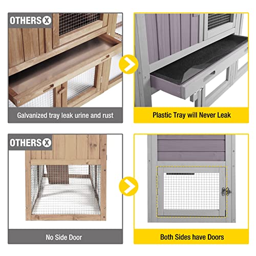 Rabbit Hutch Indoor Bunny Cage Outdoor Chicken Coop Rabbit House Bunny Hutch with Deeper Plastic Tray