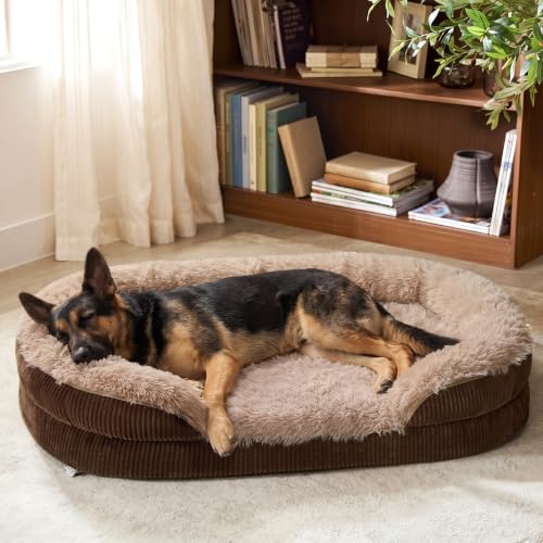 Fluffy Orthopedic Dog Bed for Extra Large Dogs (Dark Brown / XXL (48"x 36"x 7.5"))