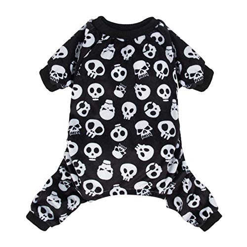 Dog Halloween Pajamas Puppy Onesies Small Dogs Soft Pjs Coat Cat Apparel Comfy Pet Christmas Clothes Outfit Doggie Bodysuit (Medium / Skulls)