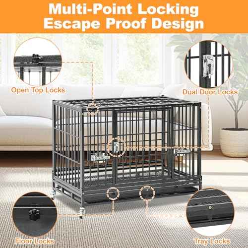 36 inch Stackable Heavy Duty Dog Crate (36.0"L x 22.5"W x 29.5"H)
