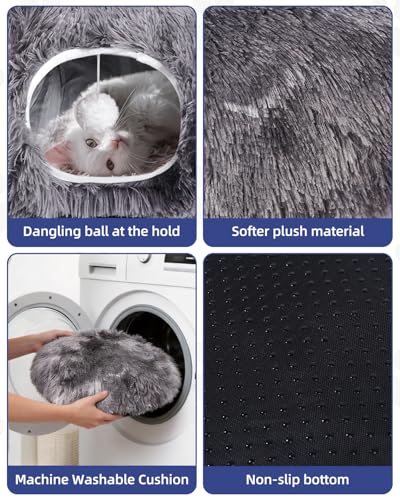 Cat Tunnel Bed with 20 Pcs Interactive Toys (Charcoal Gray)