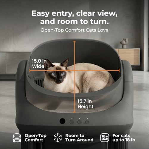 Open Top L1 Self Cleaning Litter Box (Black)