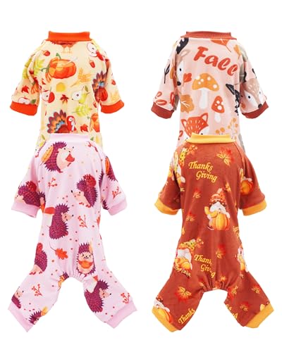 4 Pack Fall Velvet Dog Pajamas for Large Dogs (X-Large)