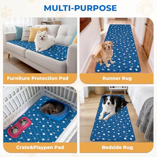 Non Slip Washable Dog Pee Pads (Blue / 24*72 Inch (Pack of 1))