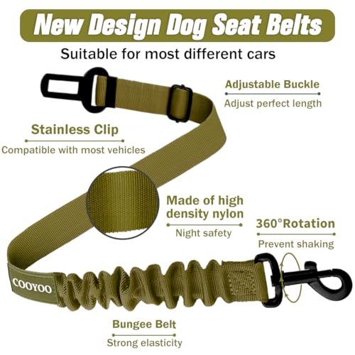 Dog Seat Belt (Set 12-Black+Olive)