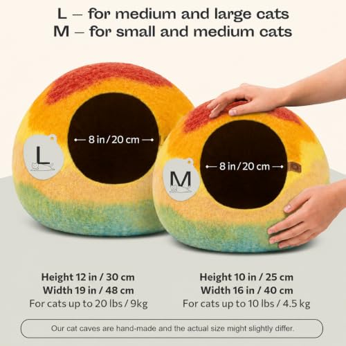 Cat Cave Merino Wool Bed for Indoor Cats (Tucson Sunset / Large)