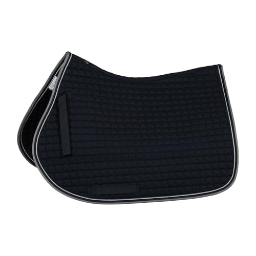 Adepto Padded All Purpose Quilted Equestrian Saddle Pad for Horses with Two (Dark Navy / Horse)