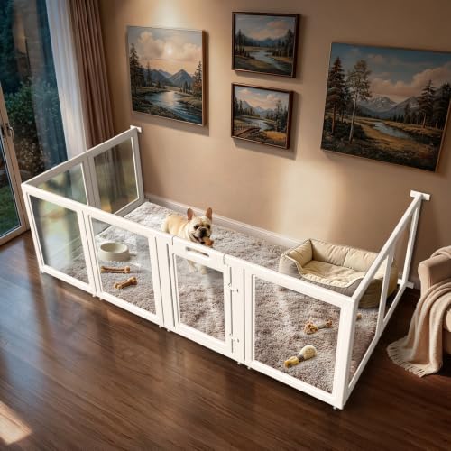 AuraSpace Acrylic Dog Playpen with Fence (White / 30"H)