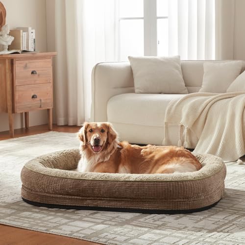 Orthopedic Dog Beds Large Sized Dog (Brown / 45"l X 32"w X 7.5"th)