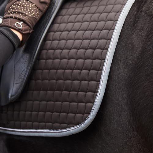 Adepto Padded All Purpose Quilted Equestrian Saddle Pad for Horses with Two (Dark Brown / Horse)