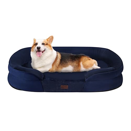 Orthopedic Waterproof Medium Dog Bed Sofa (Navy Blue / Medium(36 x 25.5 x 6 inch))