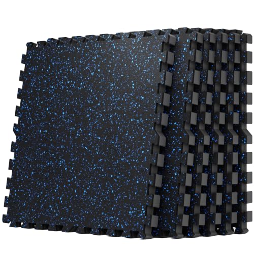 0.79" Thick Gym Flooring for Home Gym (Black/Blue / 24 Sq Ft (6 Tiles))