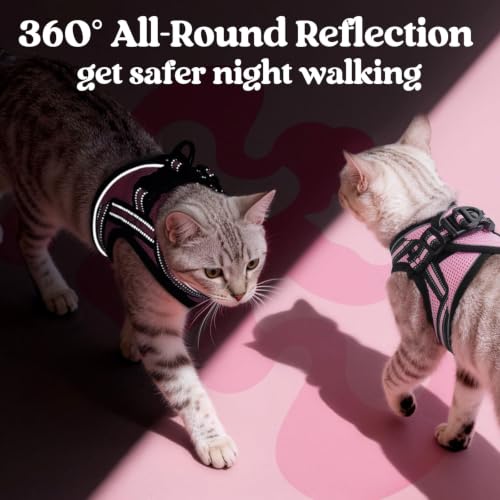 Cat Harness and Leash Set (L / Pink)