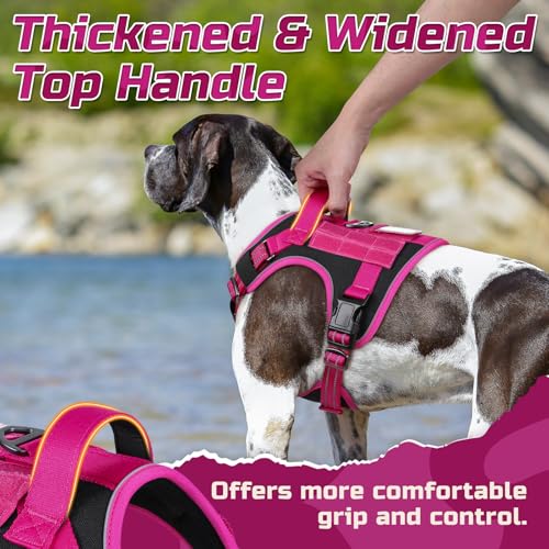 Tactical Dog Harness for Small (Black & Rose Red / Small)
