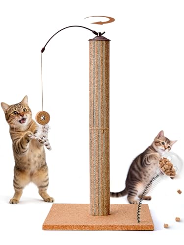 Cat Scratching Post with Snack Ball & Feather Toys for Kitten